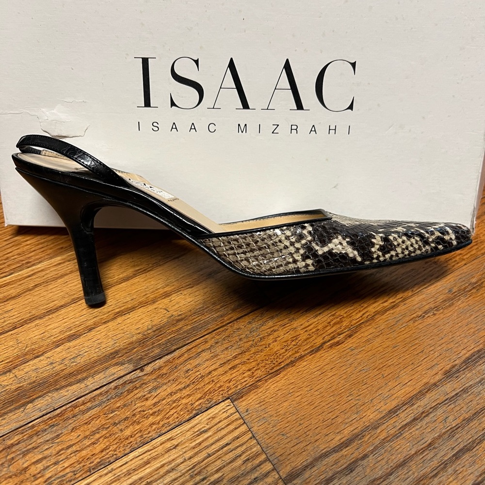 Isaac Miztahi Python Toe Sling Back Heel - Size 6… - image 6